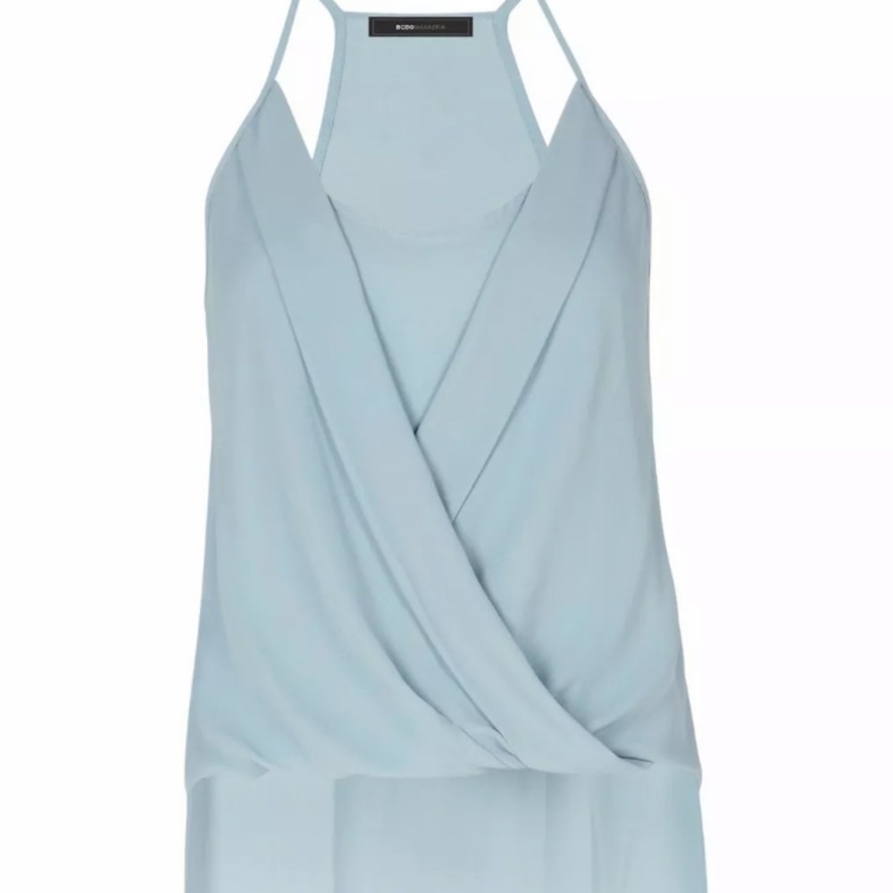BCBG Light Blue Wrap Front Top - Picture 8 of 8